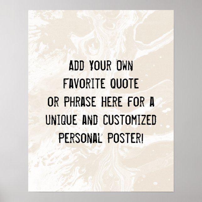 Poster Adicione Sua Citação Personalizada Mármore Branco  (Frente)