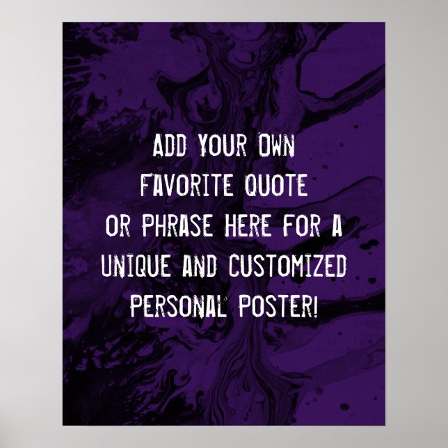 Poster Adicione sua citação personalizada Mármore Preto,  (Frente)