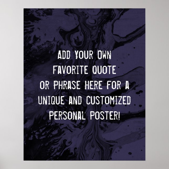 Poster Adicione Sua Citação Personalizada: Mármore Preto, (Frente)