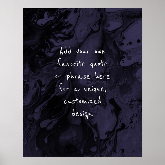 Poster Adicione Sua Citação Personalizada: Mármore Preto, (Frente)