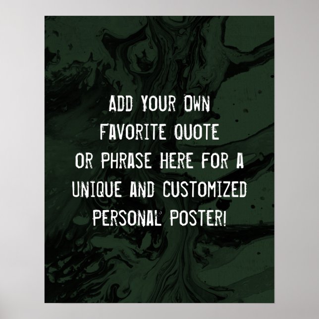 Poster Adicione sua Citação Personalizada Mármore Preto e (Frente)
