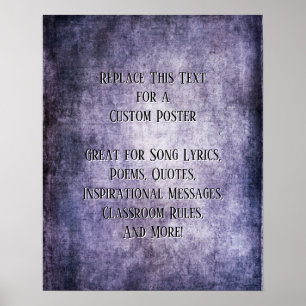 Poster Adicione Sua Cotação De Texto Grunge Roxo Escuro T