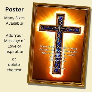 Poster Adicione Sua Escritura, Cruz Cristã Azul