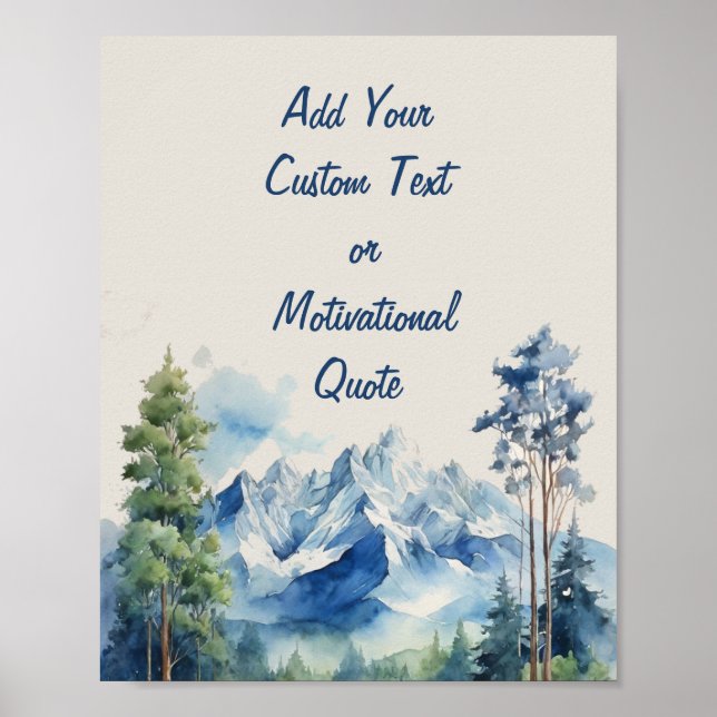Poster Adicione sua Montanha e Árvores de Aquarela Person (Frente)
