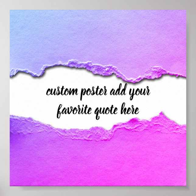 Poster adicione sua própria citação roxa, rosa e azul (Frente)