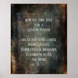 Poster Adicione Suas Texturas de Grunge Escuro Quente de 