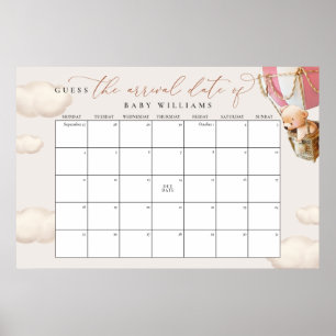 Poster Adivinha O Urso Rosa Do Calendário De Data De Venc