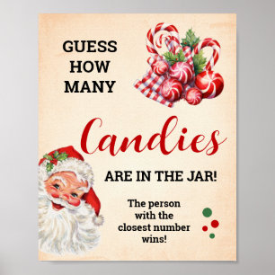 Poster Adivinha Quantas Candies Papai noel Sinal De Jogo