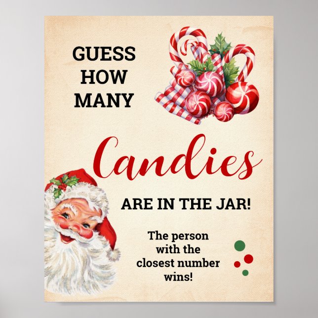Poster Adivinha Quantas Candies Papai noel Sinal De Jogo  (Frente)