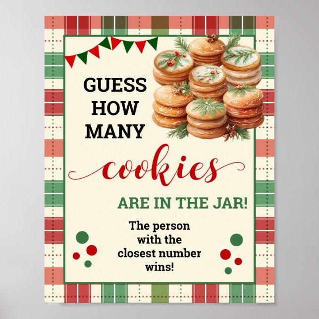 Poster Adivinha Quantos Cookies Jogam Xadrez de Natal (Frente)