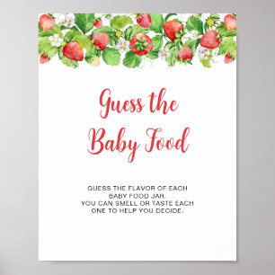 Poster Adivinhe a Comida de Bebê Morango Jogo de Placa