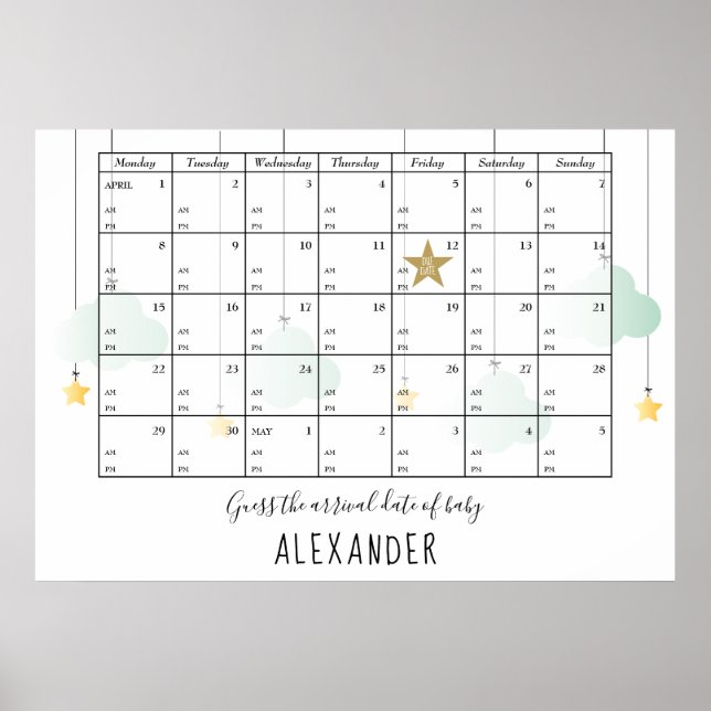 Poster Adivinhe a Data de Nascimento e Hora das Estrelas  (Frente)