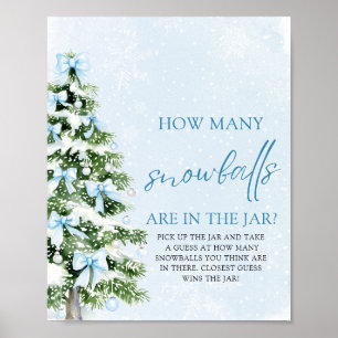 Poster Adivinhe Quantas Bolas de Neve Chá de Bebê de Nata