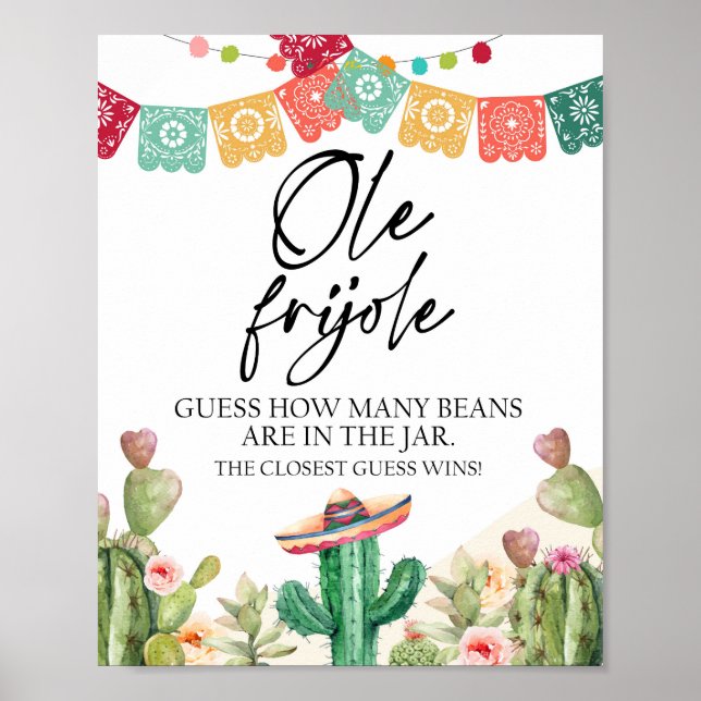 Poster Adivinhe Quantas Feijões Jogo de Chuveiro Ole Frij (Frente)