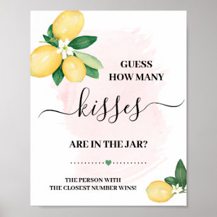 Poster Adivinhe Quantos Beijos Lemons Pink Shower Jogo