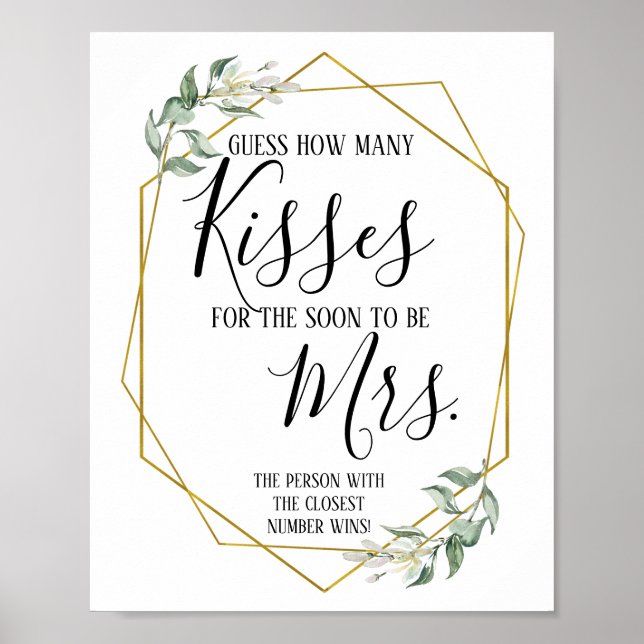 Poster Adivinhe Quantos beijos para o sinal de logo Sra (Frente)