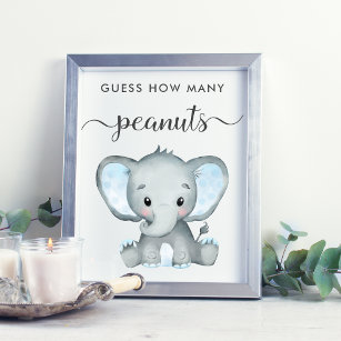 Poster Adivinhe Quantos Chás De Bebê Elefante De Amendoim
