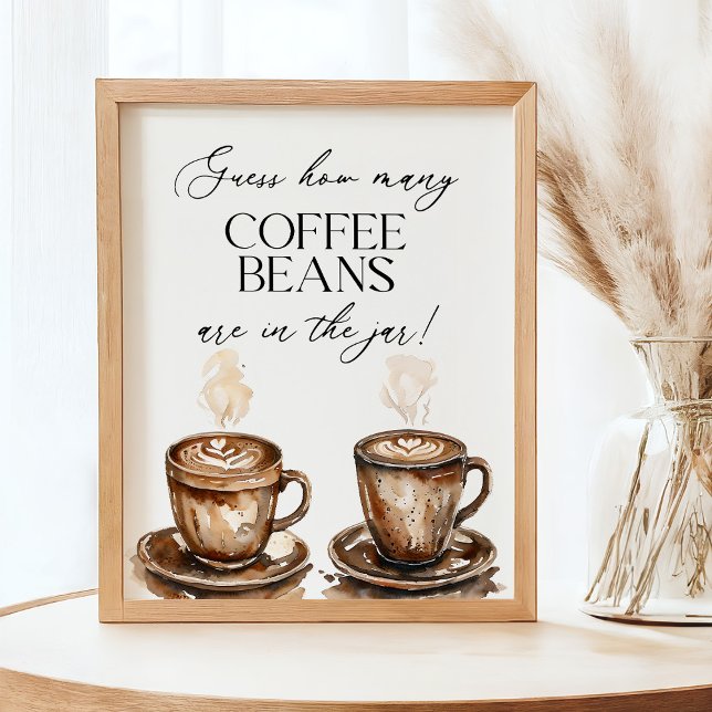 Poster Adivinhe Quantos Grãos de Café no Chuveiro Jogo (Criador carregado)