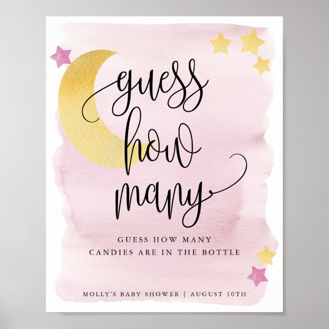 Poster Adivinhe Quantos Jogo Rosa Acima da Lua (Frente)