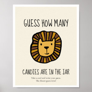 Poster Adivinhe quantos jogos de Chá de fraldas Lion
