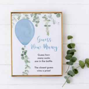 Poster Adivinhem quantos balões azuis de jogo são verdes