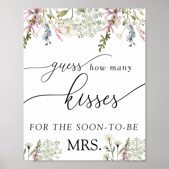 Poster Adivinhem Quantos Beijos | Flor Selvagem Chic (Frente)