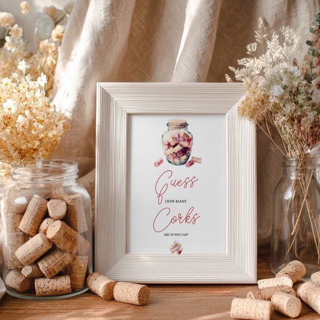 Poster Adivinhem Quantos Chás de panela de Sinais de Jogo (Guess How Many Corks Game Sign Bridal Shower poster)