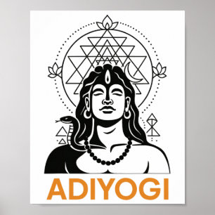 Poster Adiyogi Shiva Sri Yantra Geometria Sagrada Deus do
