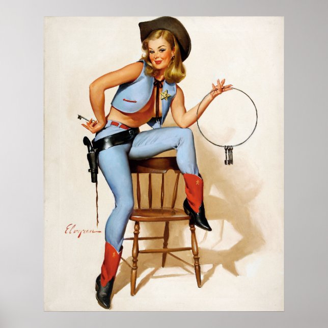 Póster Adjunto de Cowgirl Pin Up (Frente)