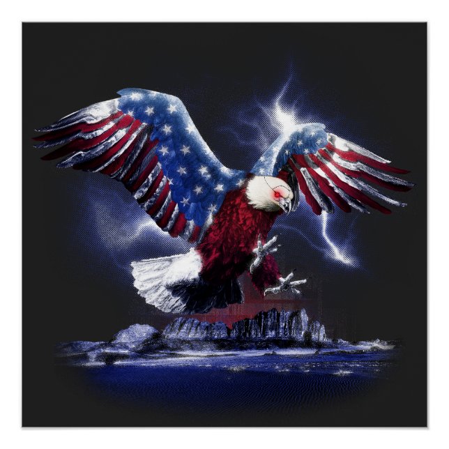 Póster Adler mit Flügeln der amerikanischen Flagge (Frente)