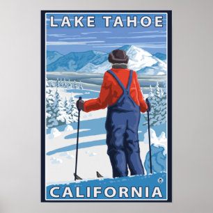 Poster Admiração do esquiador - Lake Tahoe, Califórnia