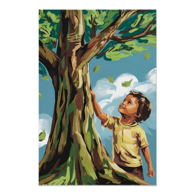 Póster Admiração Infantil: Poster Vibrante da Árvore Mode (Frente)