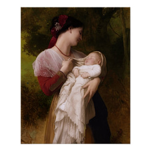 Póster Admiração materna por William Adolphe Bouguereau