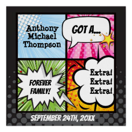 Póster Adoção do Livro de Super Hero, Presente Familiar