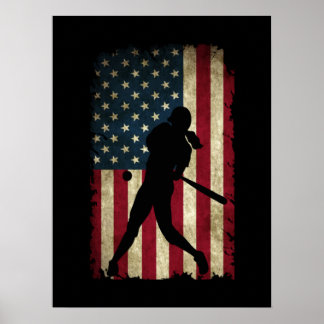 Poster Adolescentes Girls Softball Stuff USA Flag