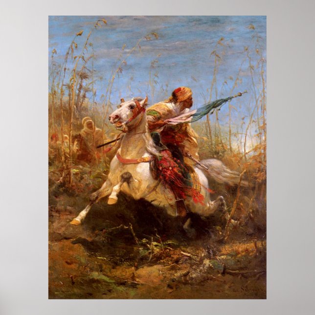 Poster Adolf Schreyer Arab Warrior Liderando Uma Acusação (Frente)