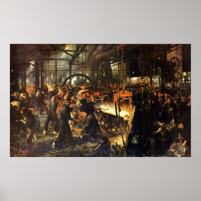 Póster Adolph von Menzel Iron Rolling Mill (Frente)
