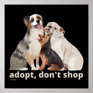 Poster ADOPT NÃO COMPRA salvar os animais e salvar os c