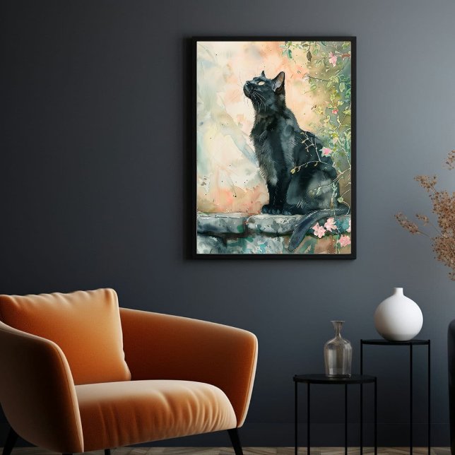 POSTER ADORABLE CAT WATERCOLOR ILLUSTRATION (Criador carregado)