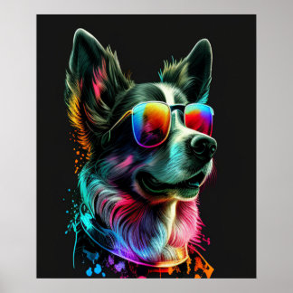Poster adorable dog with sunglasses