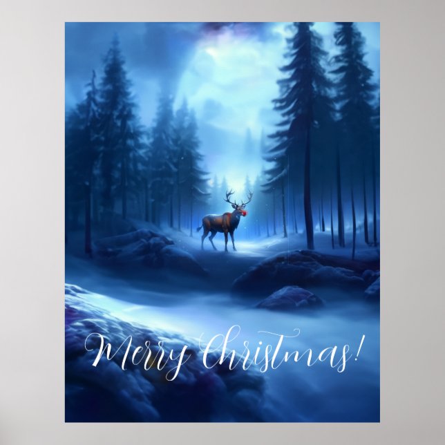 Poster Adorable Reindeer Winter Wonderland Holiday (Frente)