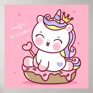 Poster Adorable Unicorn Birthday
