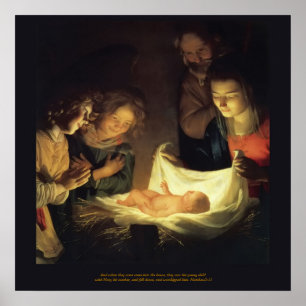 Póster Adoração da Criança - Honthorst c1622
