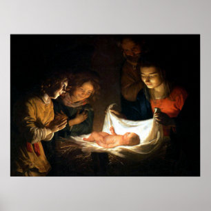 Póster Adoração da criança Jesus - Honthorst