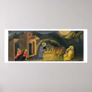Poster Adoração do Altarpiece dos Magi; predel da mão
