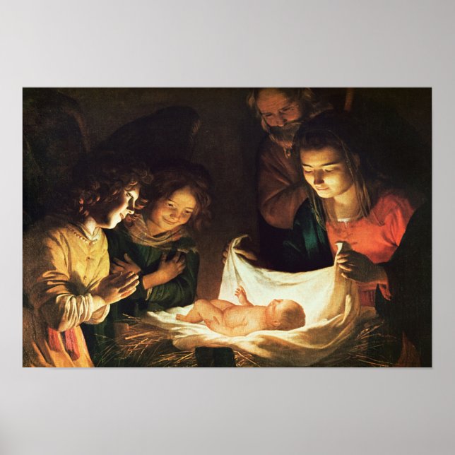 Póster Adoração do bebê, c.1620 (Frente)