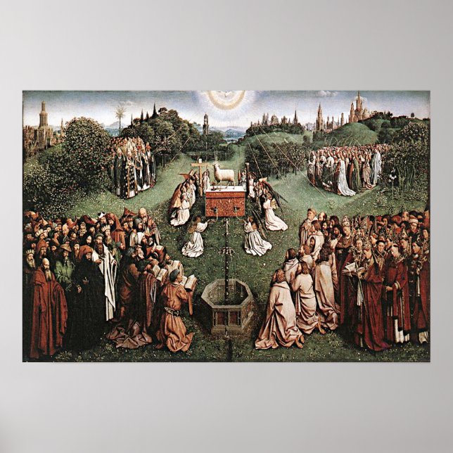 Póster Adoração do Lamb Jan van Eyck 1429 (Frente)
