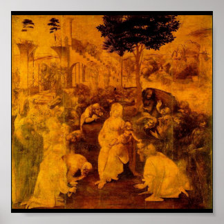 Póster Adoração do Magi por Leonardo Da Vinci