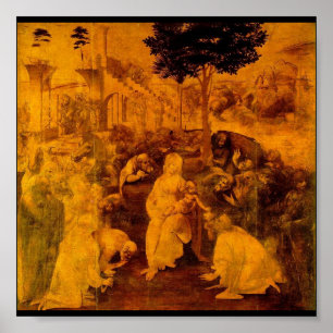 Póster Adoração dos Magi por Leonardo da Vinci