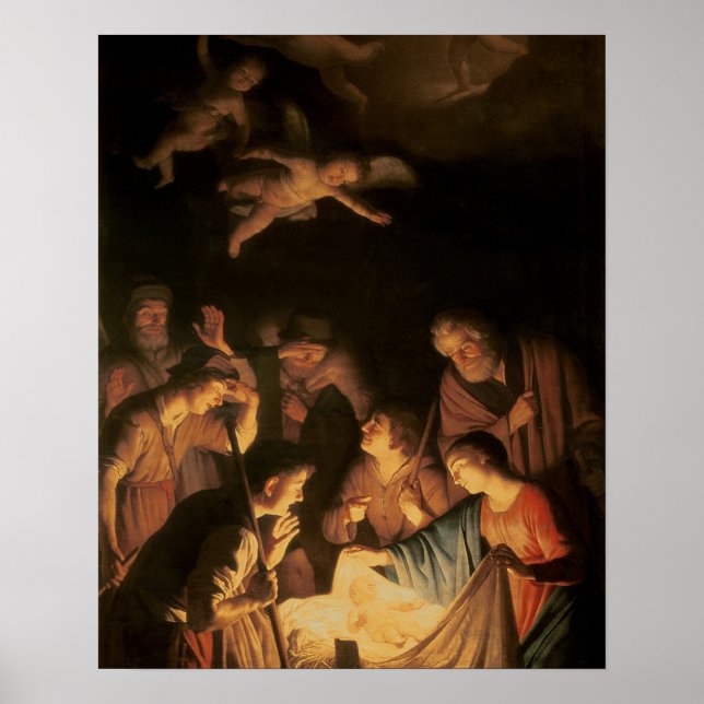 Poster Adoração dos Pastores, 1617 (óleo na canvas) (Frente)